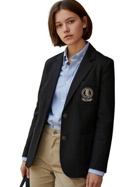 Ralph Lauren Lauren Jeans Co Black Crest Blazer Women’s Small Cotton Jacket